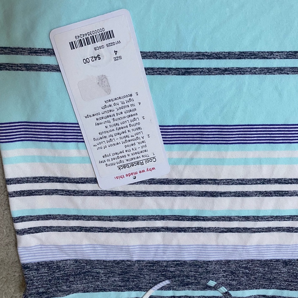 Lululemon Groovy Stripe Cool Racerback top blue 4 - Picture 5 of 7